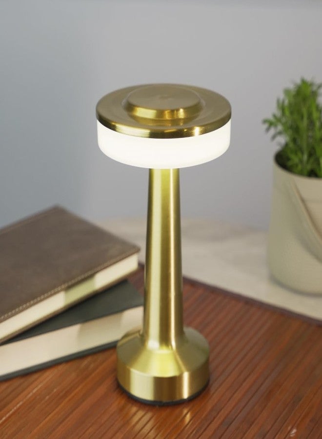 Chronos Dune Cordless LED Table Lamp (Gold) - USB Rechargeable Portable Touch Control Dimmable 3 Light Color Tunable Table Lamp for Hotel, Cafe, Restaurant or Home for Bedside, Center or Dining - Image 1
