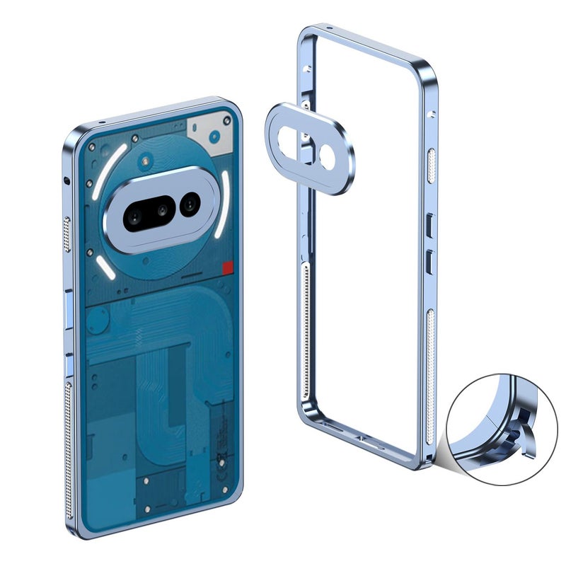 جراب هاتف For Nothing Phone 3a بإطار معدني وعزل حراري مع حلقة حماية للكاميرا (أزرق) - Image 1