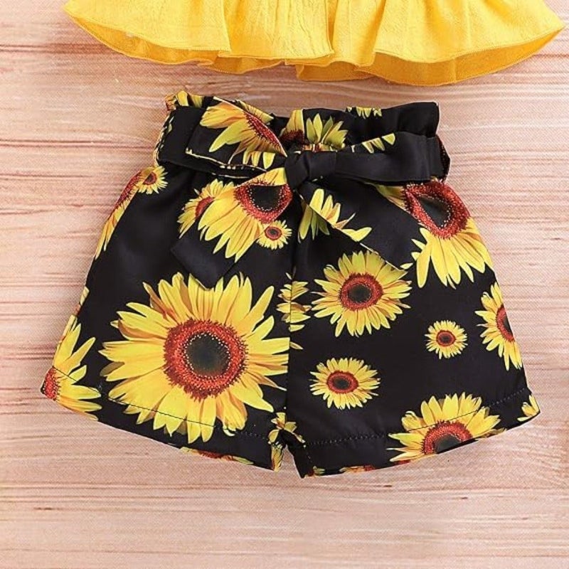 Kucnuzki Toddler Baby Girl Clothing Summer Clothing Pleated Sleeveless Linen Shirt Girls Shorts Set - Image 5