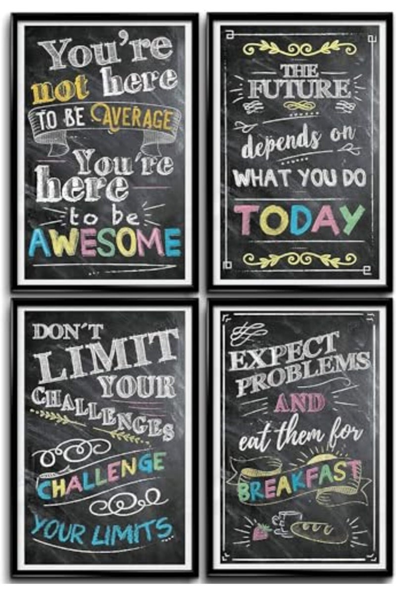 BPA® Motivational Posters for Classroom, Office Decor, Inspirational Wall Art, Perfect for Students, Teachers, School, Kids Room & Home. Chalkboard Positive Quotes Poster Designs. Set of 4, 11x17in - Image 2
