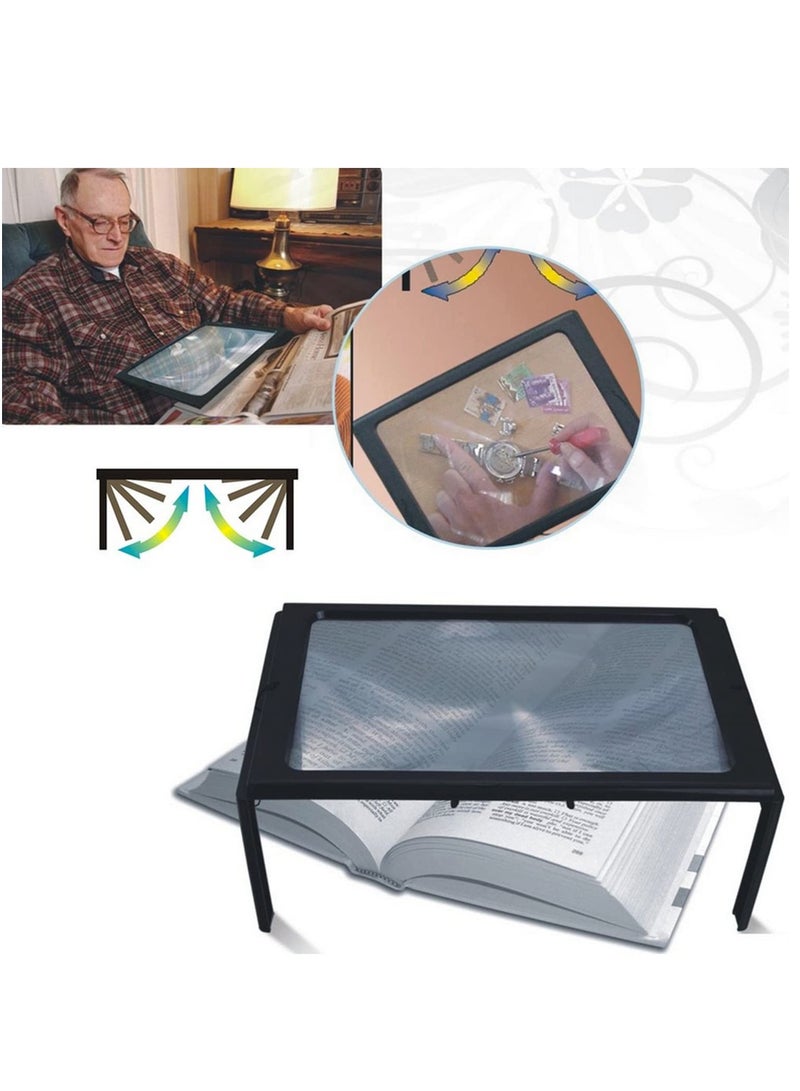 عدسة مكبرة كبيرة 3x قابلة للطي الزجاج المكبر مصراع ، A4 صفحة كاملة للقراءة - Image 3