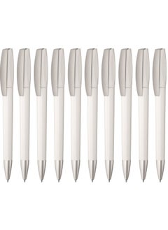 Uma Twist ballpoint pen with matt chrome metal tip- Made in Germany (Pack of 10, White)  - Image 1