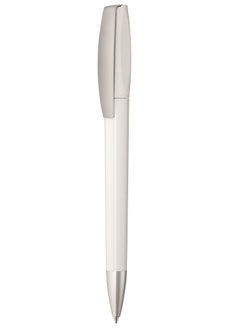 Uma Twist ballpoint pen with matt chrome metal tip- Made in Germany (Pack of 10, White)  - Image 2
