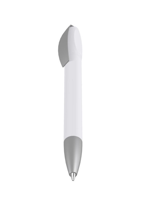 Uma Twist ballpoint pen with matt chrome metal tip- Made in Germany (Pack of 10, White) - Image 3