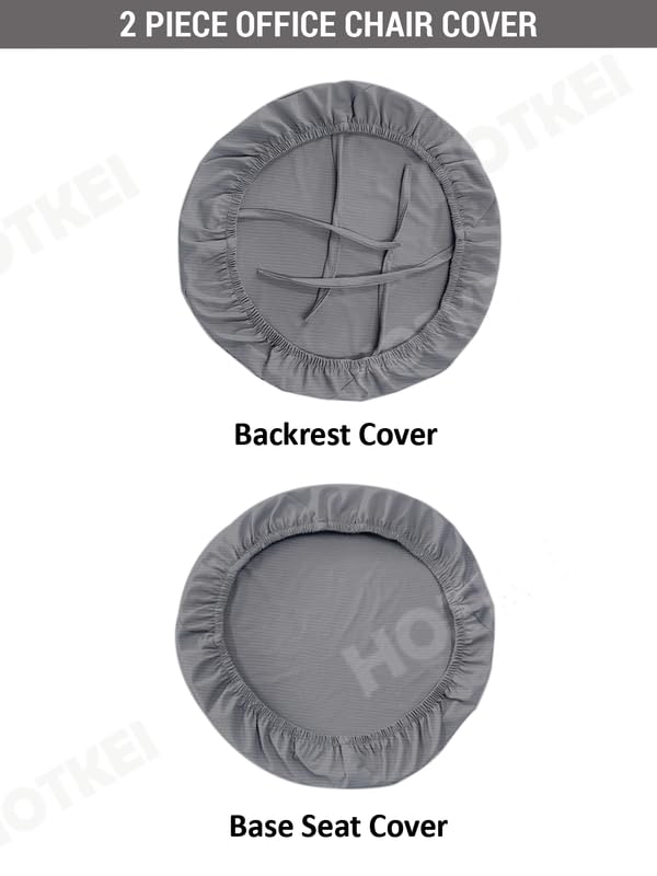 HOTKEI Light Grey Dry Fit Office Chair Cover Set of 1 Water Resistant Seat Chair Covers 220GSM Fabric Stretchable Rotating Computer Chair Slipcovers Protector High Chair Cover Office Desk Chair 2 Pcs - Image 5