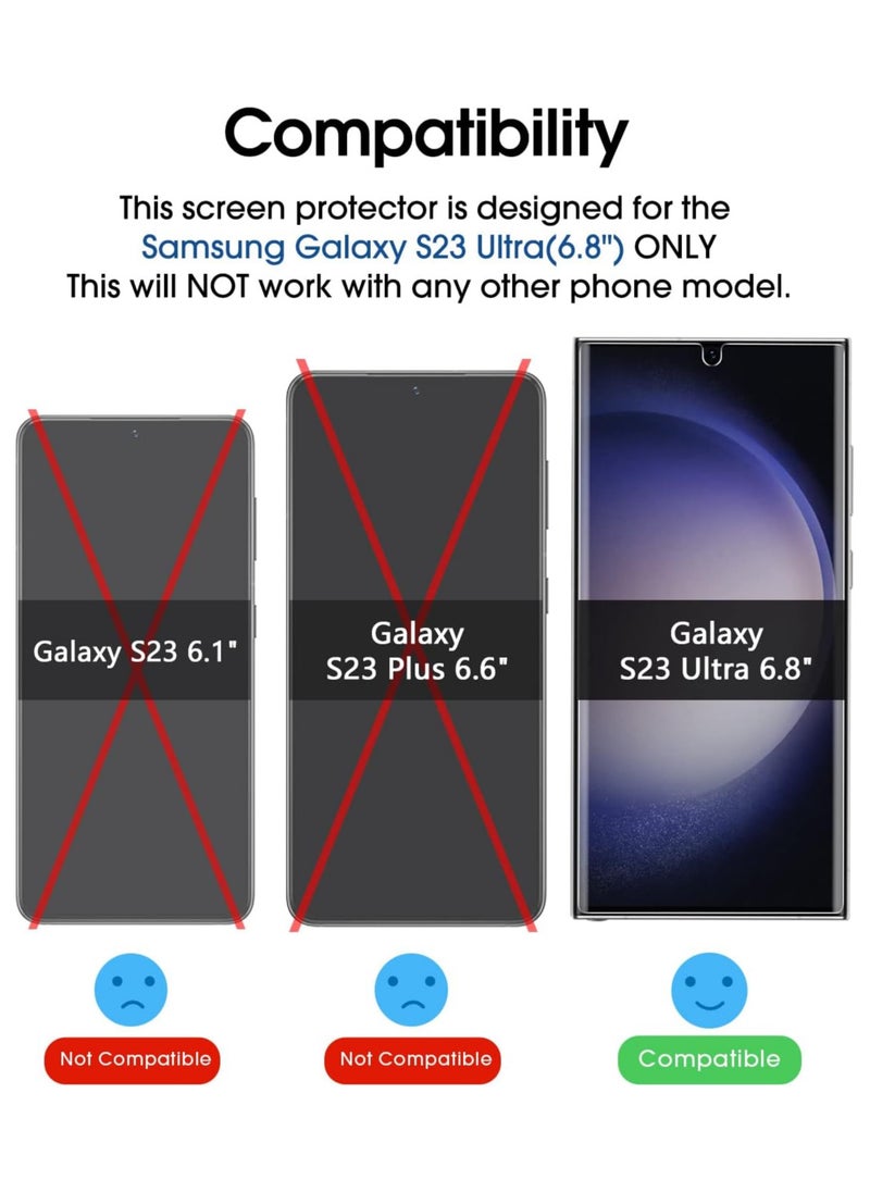 Amfilm - amFilm [3+3 Pack 3D Curved Tempered Glass for S23 Ultra Screen Protector Samsung Galaxy 6.8 Inch with Liquid Dispersion Tech, Designed for Fingerprint Reader, Upgraded Easier Application Tray. - Image 1