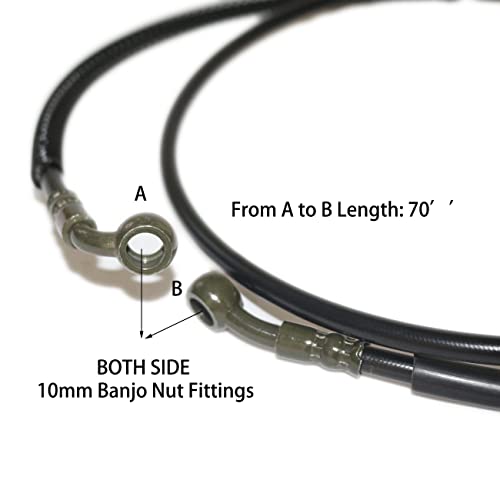 PRO BAT 70" Braided Hydraulic Brake Hose Line Pipeline For Chinese GY6 Scooter ATV Dirt Bike Go Kart 10mm Banjo Ends, Black - Image 2