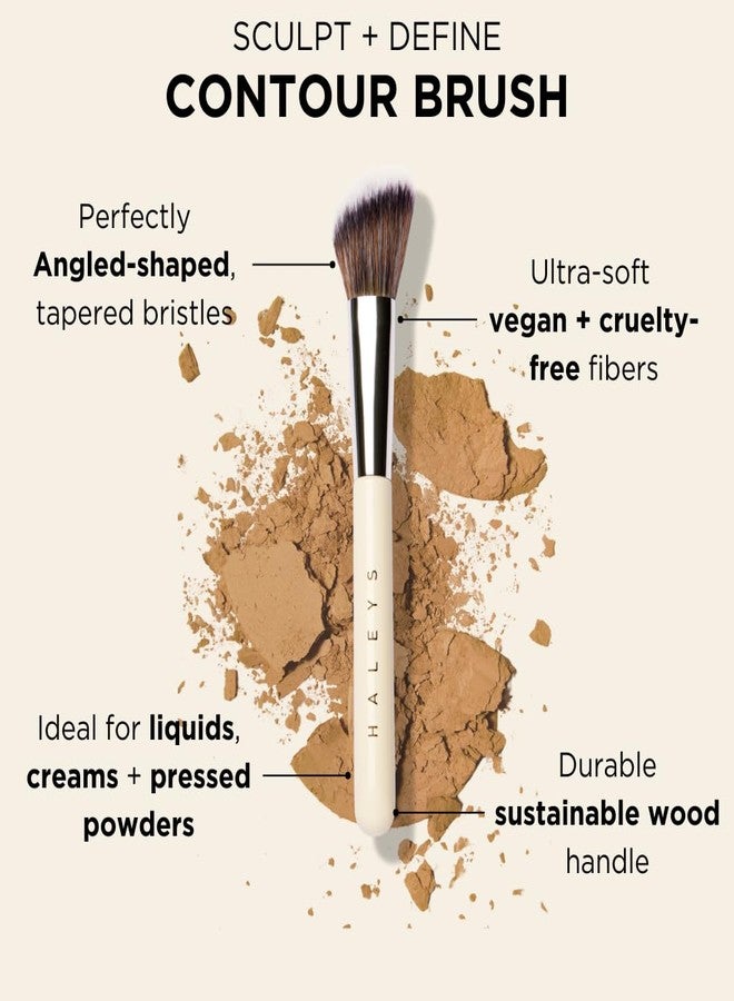 HALEYS Contour Brush VEGAN + CRUELTY-FREE, Angled & Tapered with Fluffy Bristles, Ideal for powder, cream, liquid, Use with blush, contour, bronzer, Sustainable Wood - Image 2
