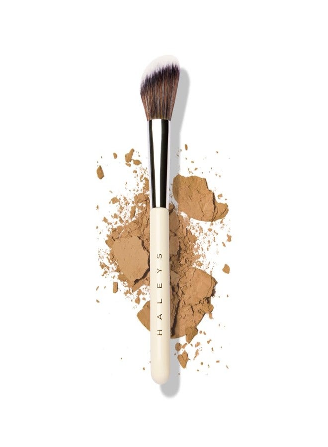 HALEYS Contour Brush VEGAN + CRUELTY-FREE, Angled & Tapered with Fluffy Bristles, Ideal for powder, cream, liquid, Use with blush, contour, bronzer, Sustainable Wood - Image 1