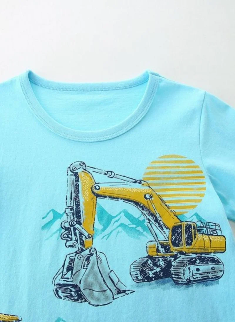 YUNIQEE Blue Graphic Printed Round Neck T-shirt