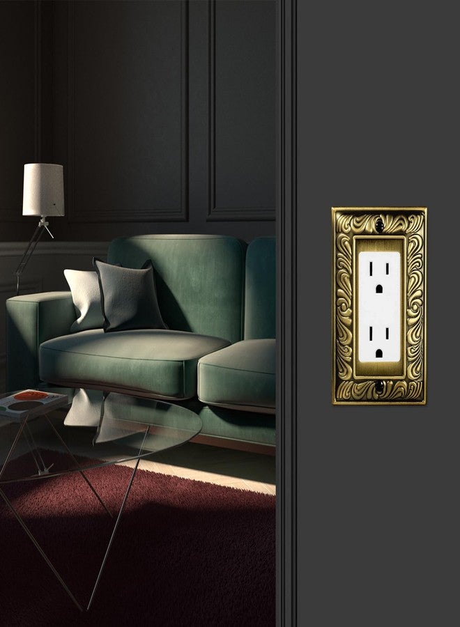 Ranweydi Antique Brass Decorative Wall Plate Light Switch Cover Decorator Outlet Covers Rocker Switch Plates Metal Material Wall Plates for Kitchen Bathroom (1 Gang Single Decorator-6 Pack) - Image 5