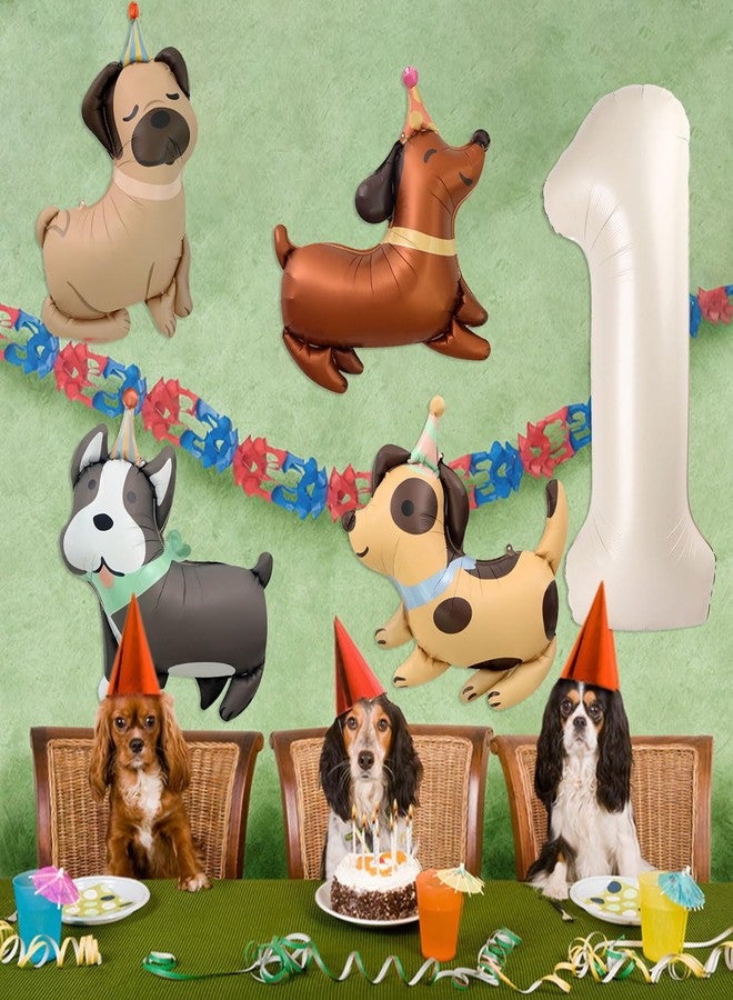 Tagberoy Animal Dog Balloons Puppy Balloon 40 Inch Cream White Number 1 Balloons for Dog 1st Birthday Decorations Dogs Birthday Party Supplies - Image 5
