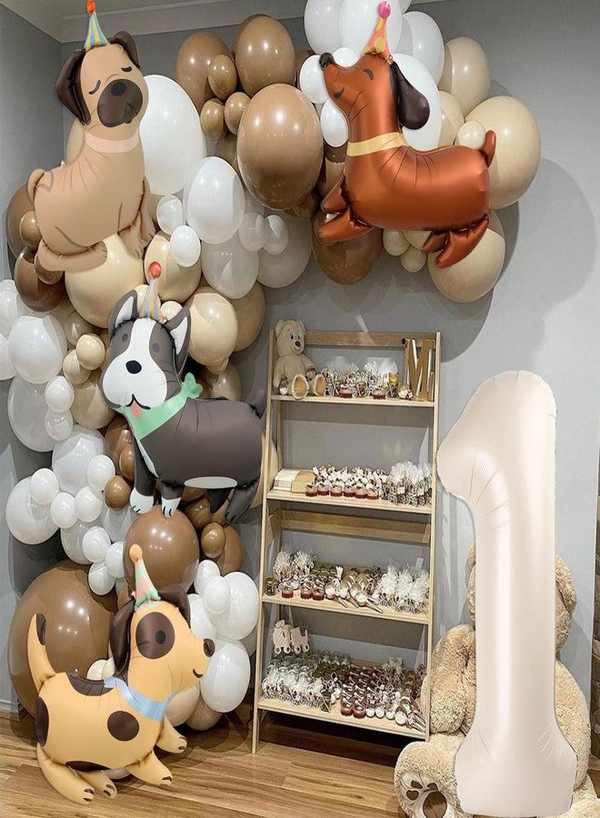 Tagberoy Animal Dog Balloons Puppy Balloon 40 Inch Cream White Number 1 Balloons for Dog 1st Birthday Decorations Dogs Birthday Party Supplies - Image 4