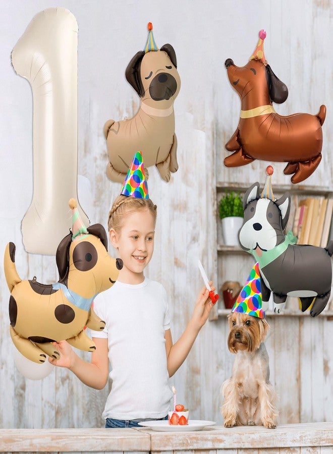 Tagberoy Animal Dog Balloons Puppy Balloon 40 Inch Cream White Number 1 Balloons for Dog 1st Birthday Decorations Dogs Birthday Party Supplies - Image 3