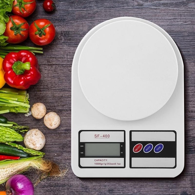 Kitssential Digital Kitchen Weighing Scale Portable Weighting Machine For Home Food Weight Machine Lcd Black Display Measuring Cooking Vegetable Fruit Food Weighing Machine 10 Kg_White - Image 4