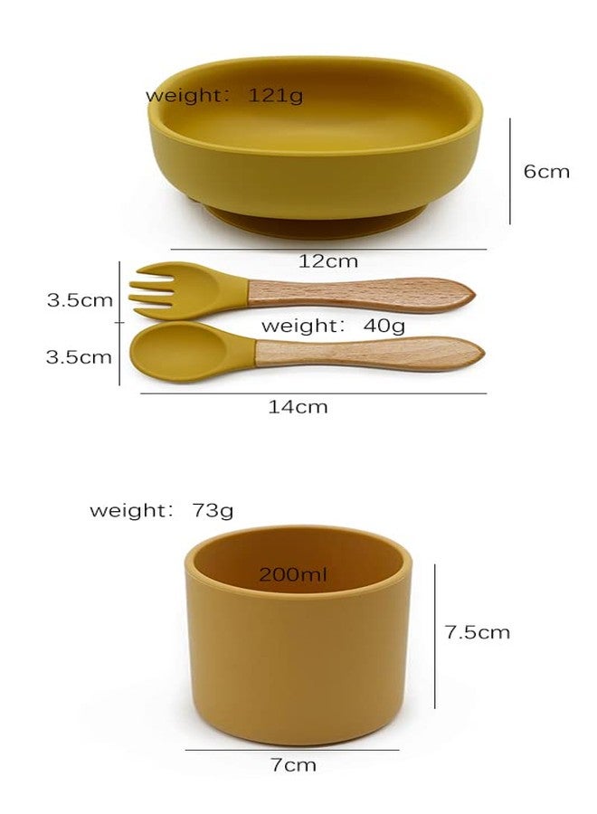 Vianz Food Grade Silicon Meal Set for Baby, BPA Free, Microwave Dishwasher Safe, Bowl with Suction, Spill Proof, Food Training, Useful Gift for Kids (Mustard Yellow, 4) - Image 2