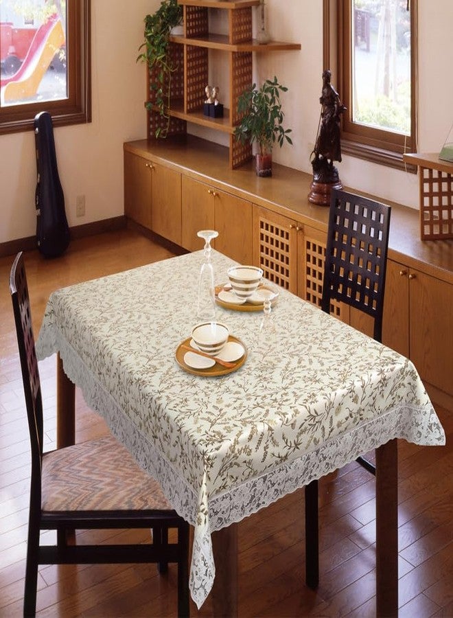 Freelance PVC Vinyl Tuscany Flannel Backing Dining Plastic Table Cover Cloth - Waterproof Protector, 4-6 Seater, Rectangle 54x78 inches (with White Border Edge Lace) - Product of Meiwa, Japan - Image 1