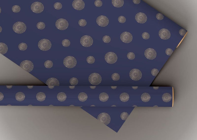 Dovetail Blue Brocade Gift Wrapping Paper Sheet Pack of 4 - Image 5