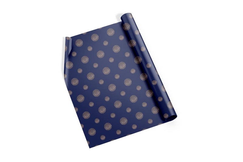 Dovetail Blue Brocade Gift Wrapping Paper Sheet Pack of 4 - Image 4