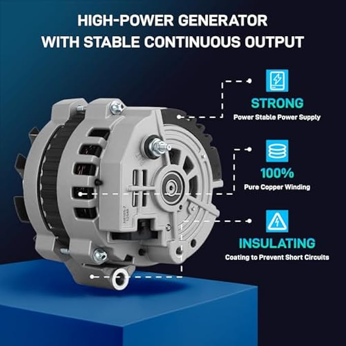 BDELI New Alternator Compatible with Chevy 1994-1995 K1500 C1500, 1994-1995 C1500, 1994-1995 K2500, 105A 12V CW, 4.3L 5.7L 7.4L, 400-12117, 8165-7N-6G - Image 4