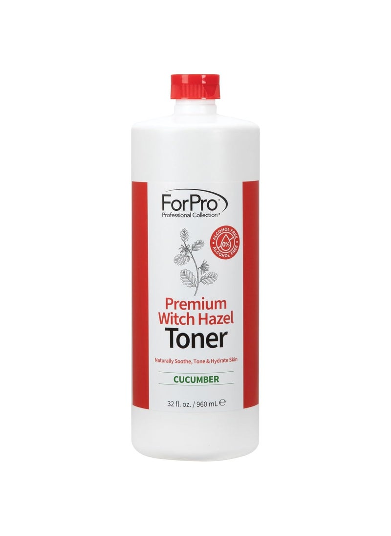 ForPro Professional Collection ForPro Premium Witch Hazel Toner, Alcohol-Free, Naturally Soothe, Tone & Hydrate Skin, Vegan, Cucumber Scent, 32 Fl Oz 