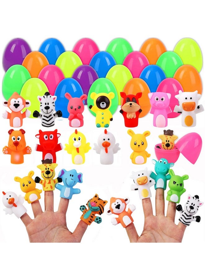 Lumiparty 18Pcs Easter Eggs Prefilled With Animal Finger Puppets For Easter Party Favors, Easter Basket Stuffers, Easter Egg Fillers, Easter Eggs Hunt, Classroom Prize Supplies - Image 1