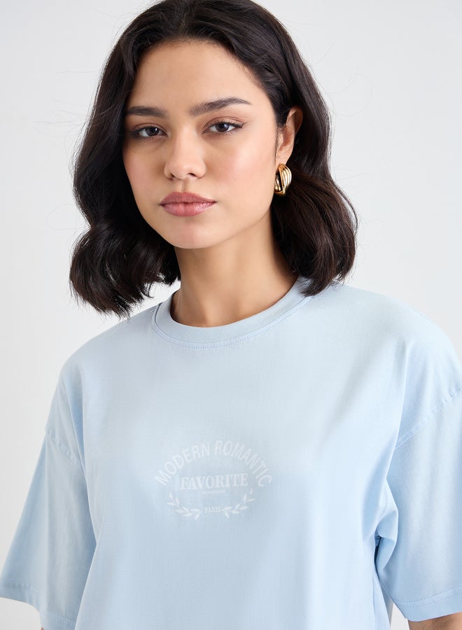 Styli Slogan Print Short Sleeve Oversized T-Shirt - Image 3