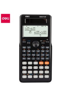 Deli Deli ED82ES Scientific Calculator Black | 10+2 Digits | Solar & LR44 Powered | 252 Functions for Advanced Math and Science  - Image 1