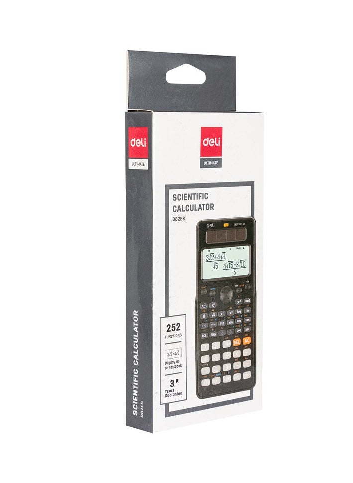 Deli Deli ED82ES Scientific Calculator Black | 10+2 Digits | Solar & LR44 Powered | 252 Functions for Advanced Math and Science  - Image 4