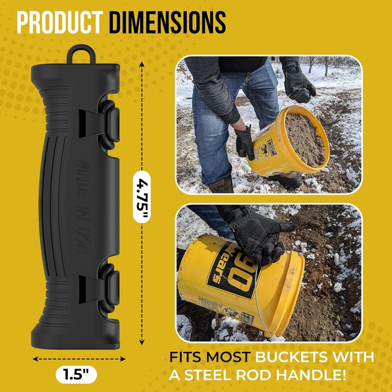TEC Products HANDTEC Bucket Handle Grip - Ergonomic Rubber Handle Replacement for Construction, Farming, Gardening & DIY Projects - Non-Slip & Durable - Made in USA - Pack of 1 (4.75 x 1.5 Inches) - Image 3