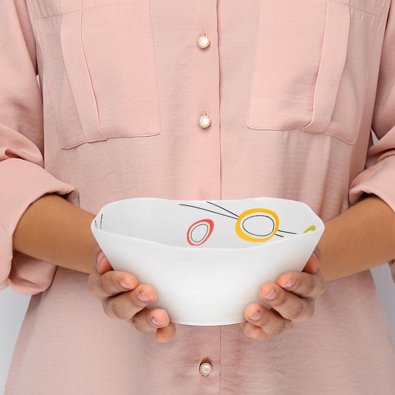 Larah by Borosil Splendour Square Series Opalware 5 Pcs Pudding Set | Microwave & Dishwasher Safe | Bone-Ash Free | Crockery Set for Dining & Gifting | Bowls Set | White - Image 2