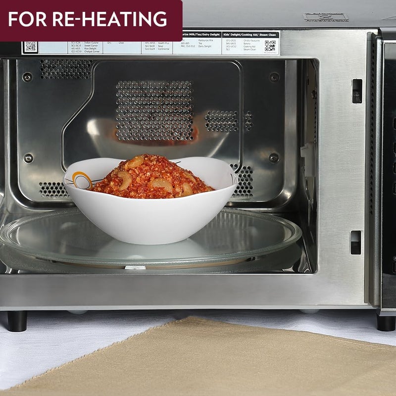 Larah by Borosil Splendour Square Series Opalware 5 Pcs Pudding Set | Microwave & Dishwasher Safe | Bone-Ash Free | Crockery Set for Dining & Gifting | Bowls Set | White - Image 4