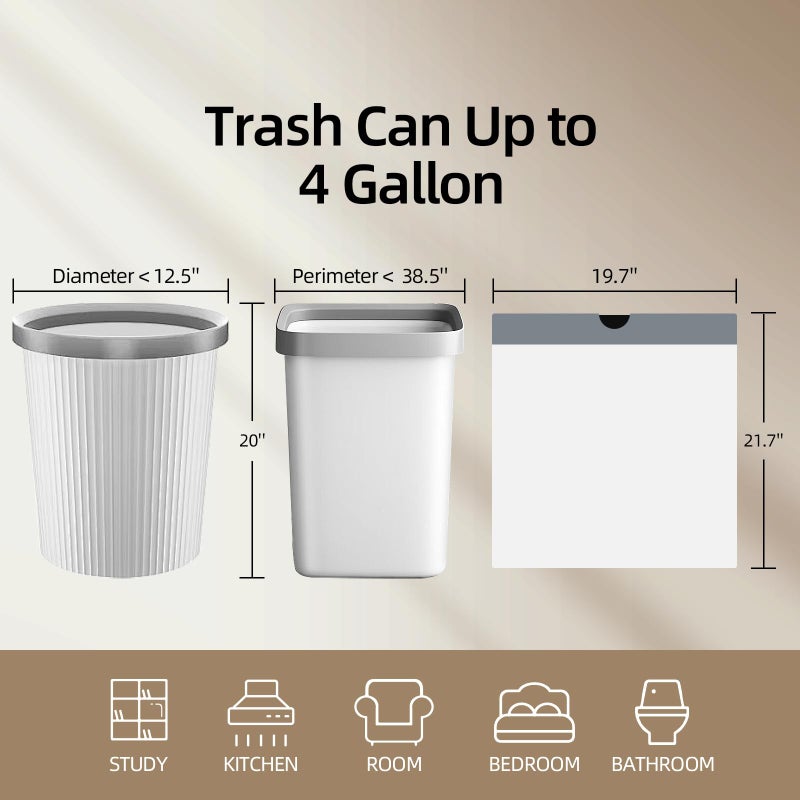 KSSKSS 4 Gallon Mini Drawstring Trash Bags, Small Garbage Bags by KSSKSS, Code a fit 15-22 Liter, 4-6 Gal, White Trash Bin Liners for Home Office Kitchen Bathroom Bedroom, 120 Counts - Image 3