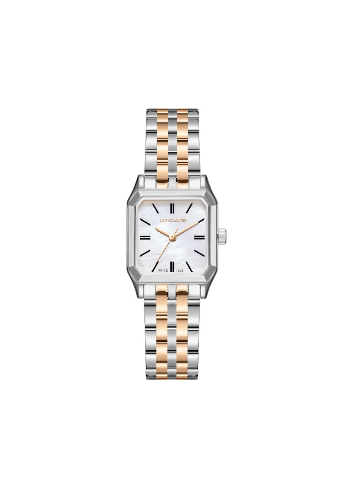 لي كوبر Lee Cooper LC08120.520 Women's Analog Display Watch & Metal Strap Silver/Rose Gold