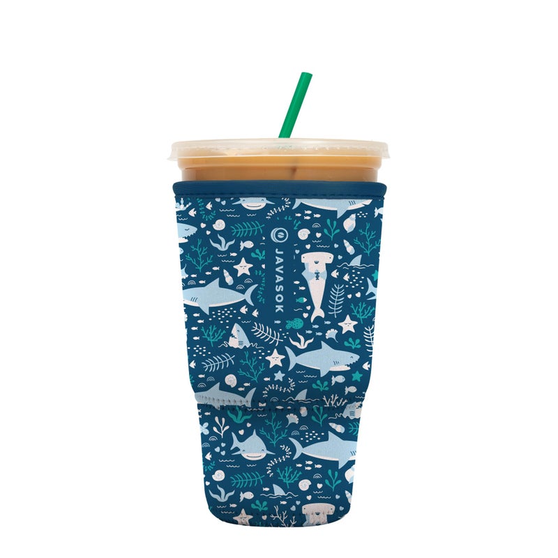 Sok It Java Sok Iced Coffee & Cold Soda Insulated Neoprene Cup Sleeve (Happy Sharks  XLarge: 38-42oz) - Image 1