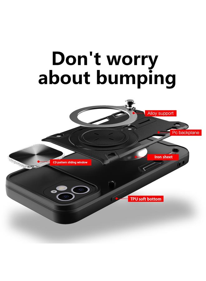 S-TOP Case For iPhone 12 CD Texture Sliding Camshield Magnetic Holder Phone Case - Image 3