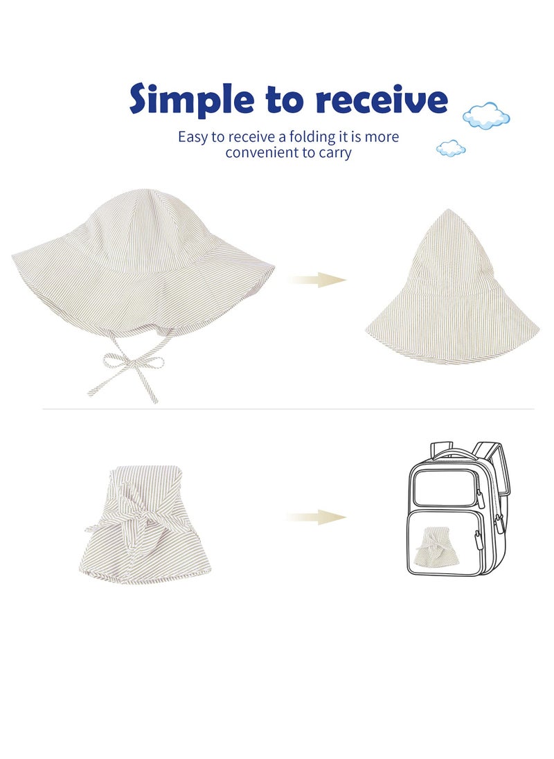 Excefore - Baby Sun Hat, Infant Wide Brim Beach Hat, UPF 50+ Summer Bucket Hat, Suitable for 2-4T Baby Boy Girls(L) - Image 1