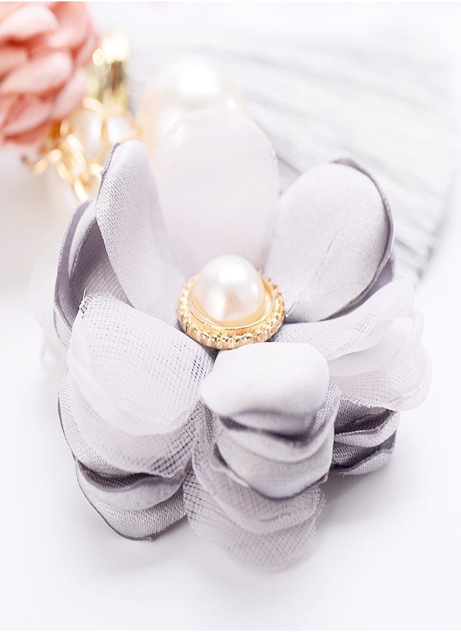 KASTWAVE Flower Keychain for Women Rhinestone Tassel Leaf Key Ring Women Wallet Bag Pendant Charms Car Keys Handbag Purse Pendant Rhinestone Charm Key Ring Bulk lovely Decoration Kawaii Lanyard (Flower)  - Image 3