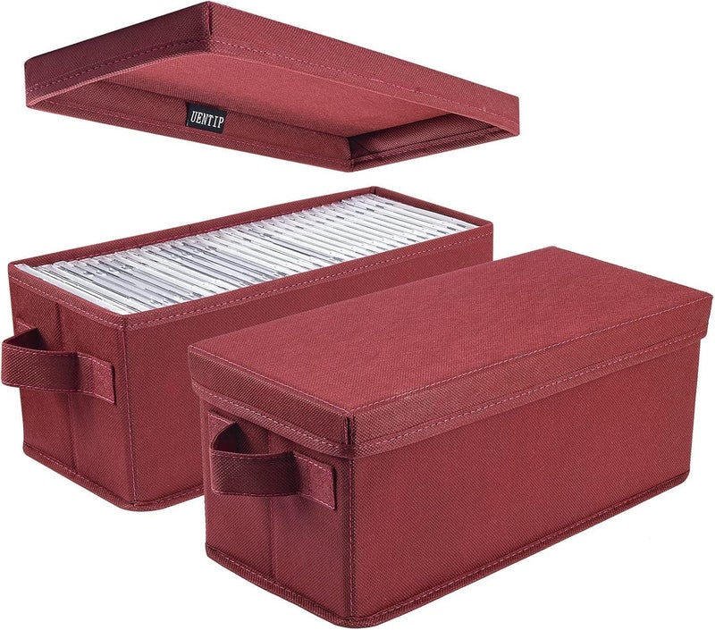 UENTIP CD Storage Boxes Pack of 2 DVD CD Case Storage Container holds 30 CDs in full jewel cases 60 CDs in slim cases and 165 discs in CD sleeves 132 x 59 x 532packred