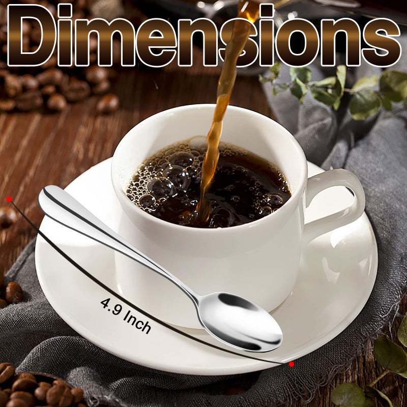 Songziming Demitasse ملاعق إسبرسو ملعقة قهوة صغيرة 18/10 الفولاذ المقاوم للصدأ ملاعق صغيرة للحلوى طقم شاي من 8 - Image 2