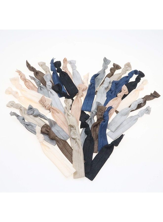 manipepe 120 Pack Neutral Color No Crease Ribbon Elastics Hair Ties Women Yoga Knotted Ponytail Holder - Image 2