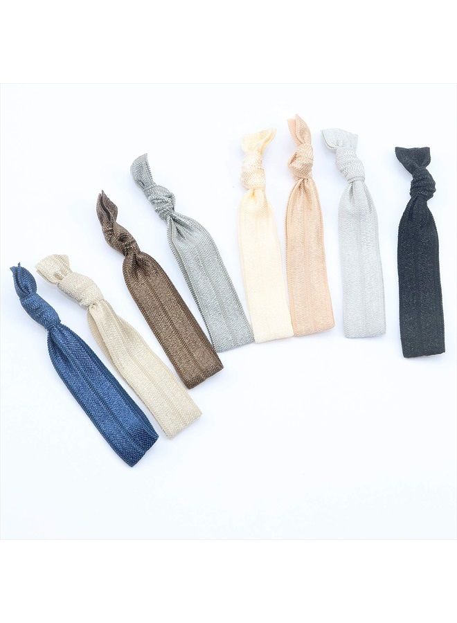 manipepe 120 Pack Neutral Color No Crease Ribbon Elastics Hair Ties Women Yoga Knotted Ponytail Holder - Image 3