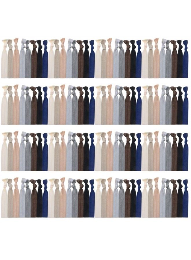 manipepe 120 Pack Neutral Color No Crease Ribbon Elastics Hair Ties Women Yoga Knotted Ponytail Holder - Image 1