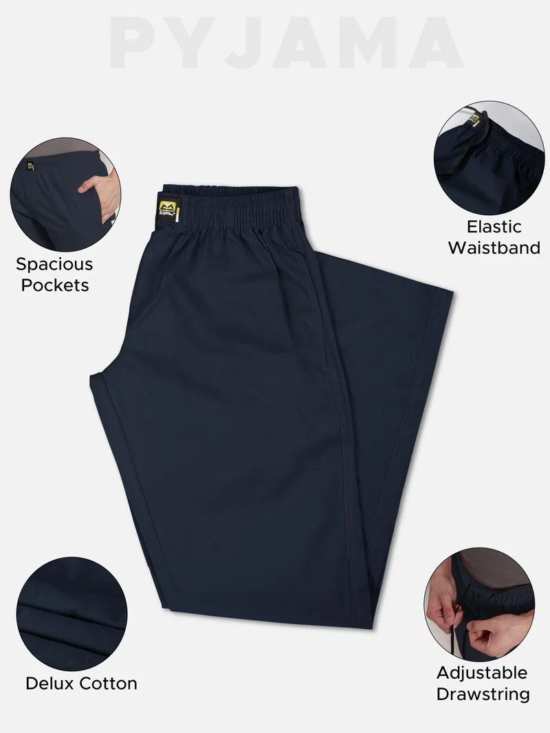 Beyoung Navy Blue Regular-fit Pyjamas