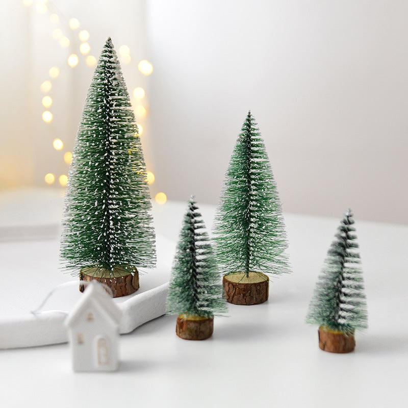 White-Stained Mini Christmas Tree Desktop Small Christmas Tree Decoration Christmas Cedar Pine Needle Tree Christmas Window Decoration - Image 2
