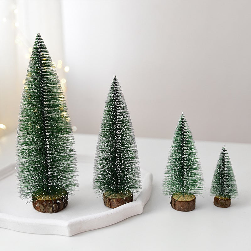 White-Stained Mini Christmas Tree Desktop Small Christmas Tree Decoration Christmas Cedar Pine Needle Tree Christmas Window Decoration - Image 3