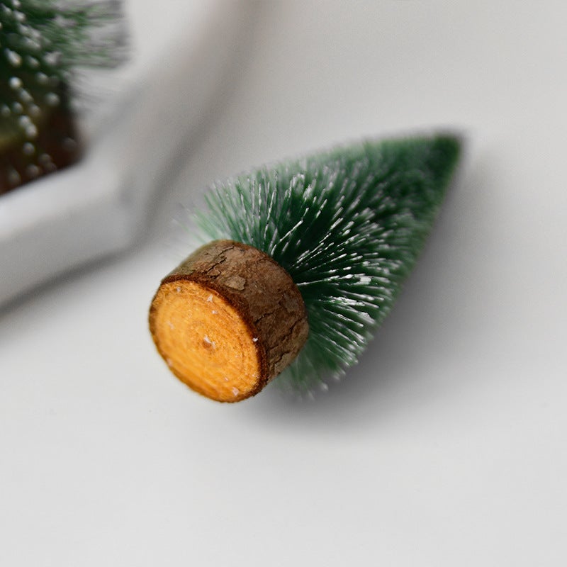 White-Stained Mini Christmas Tree Desktop Small Christmas Tree Decoration Christmas Cedar Pine Needle Tree Christmas Window Decoration - Image 5