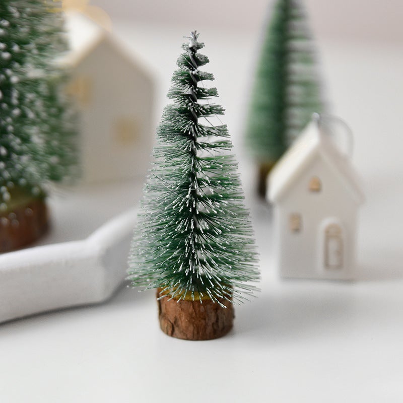 White-Stained Mini Christmas Tree Desktop Small Christmas Tree Decoration Christmas Cedar Pine Needle Tree Christmas Window Decoration - Image 4