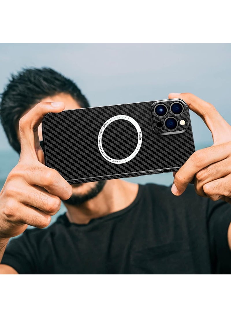 Aookay - Magnetic Case for iPhone 16 Pro Max Case, Carbon Fiber Slim Ultra Thin Aramid Fiber Anti-Scratch Shockproof Phone Case (Navy Blue) - Image 1