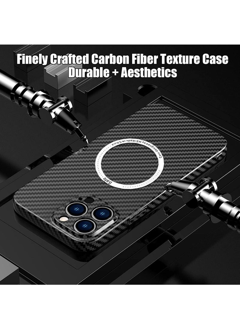 Aookay - Magnetic Case for iPhone 16 Pro Max Case, Carbon Fiber Slim Ultra Thin Aramid Fiber Anti-Scratch Shockproof Phone Case (Navy Blue) - Image 1